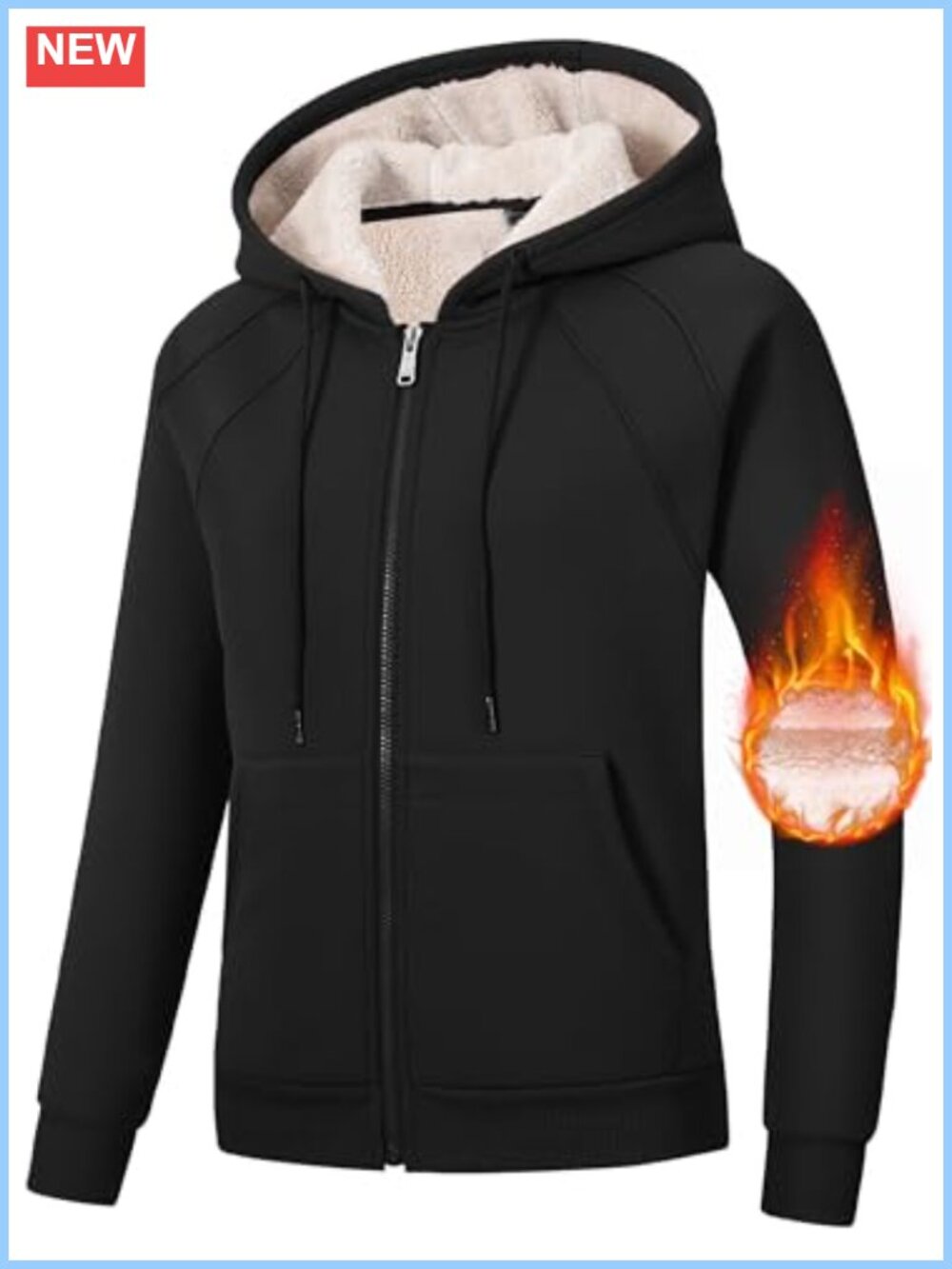 Women's Fleece Lined Zip Up Hoodie Winter Jacket with Pockets